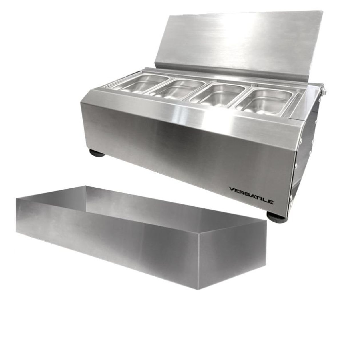 VERSATILE - Salsera 4  estaciones con bandeja frio inox