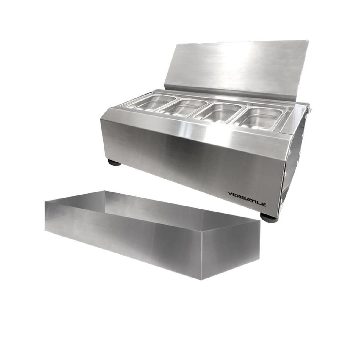 VERSATILE - Salsera 4  estaciones con bandeja frio inox
