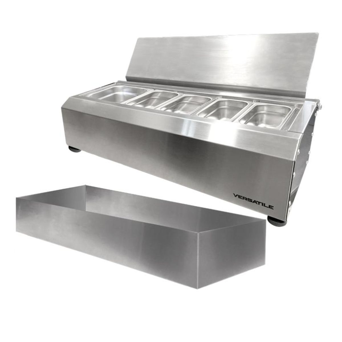 VERSATILE - Salsera 5  estaciones con bandeja frio inox