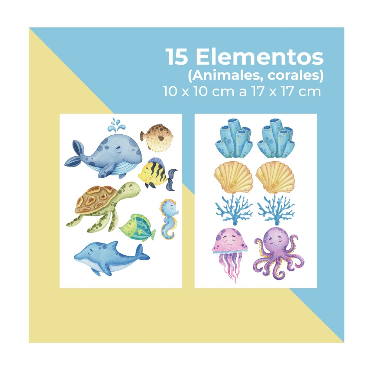 GENERICO - Adhesivos Vinilo Decorativo Infantil Animalitos Bajo el Mar