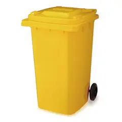 ALL CLEAN - BASURERO CONTENEDOR 120 LITROS AMARILLO CON RUEDAS