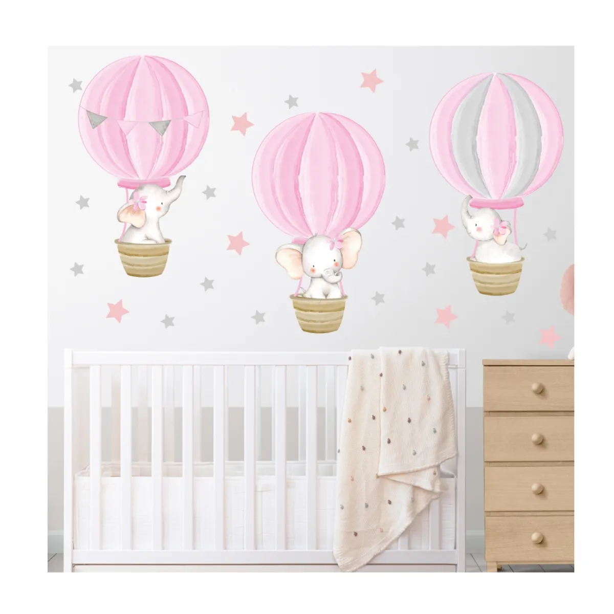 GENERICO - Adhesivos Vinilo Decorativo Infantil Elefantitas Globos Aerostáticos