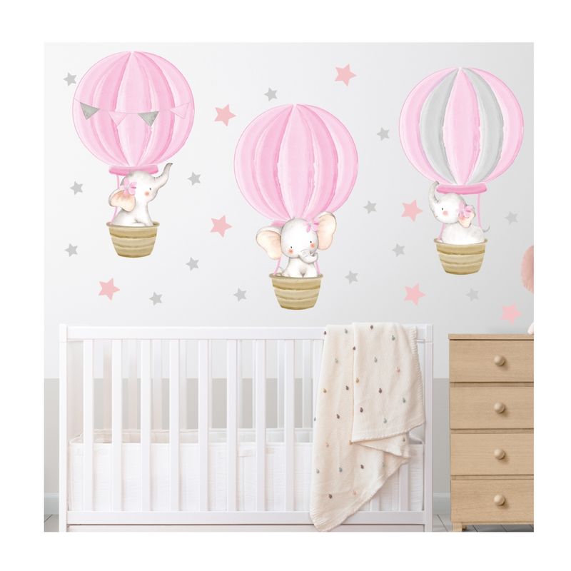GENERICO - Adhesivos Vinilo Decorativo Infantil Elefantitas Globos Aerostáticos