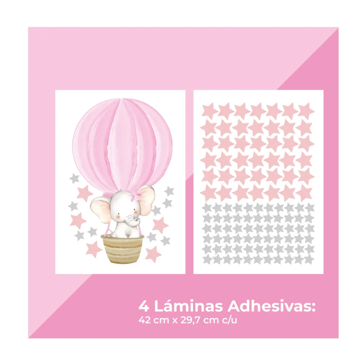 GENERICO - Adhesivos Vinilo Decorativo Infantil Elefantitas Globos Aerostáticos