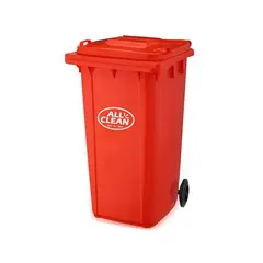 ALL CLEAN - BASURERO CONTENEDOR 240 LITROS ROJO CON RUEDA