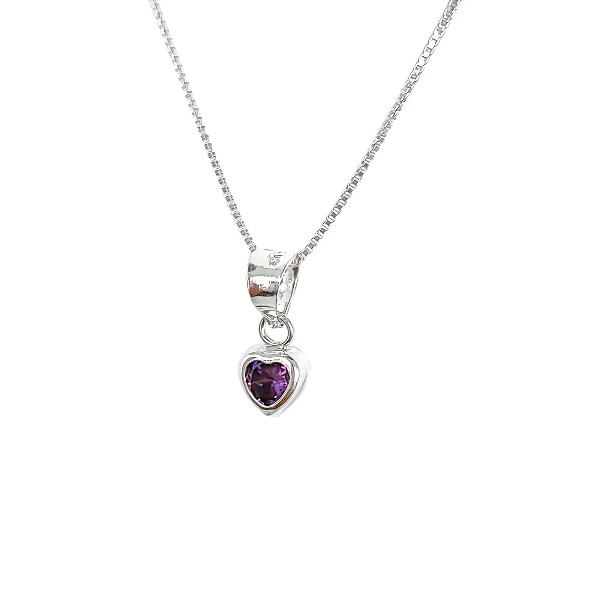 COGGIOLA - Collar Corazón Circón Morado Plata Fina 925