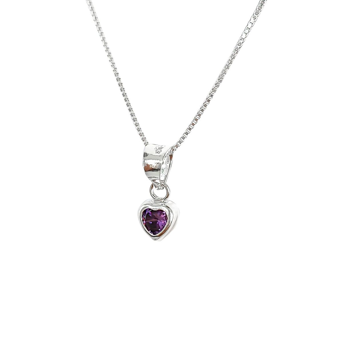 COGGIOLA - Collar Corazón Circón Morado Plata Fina 925