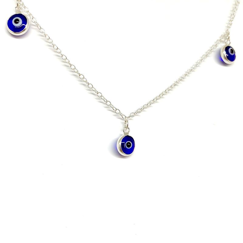 ANDREA COGGIOLA JOYAS - Collar Asya 5 Ojo Turco Plata Fina 925