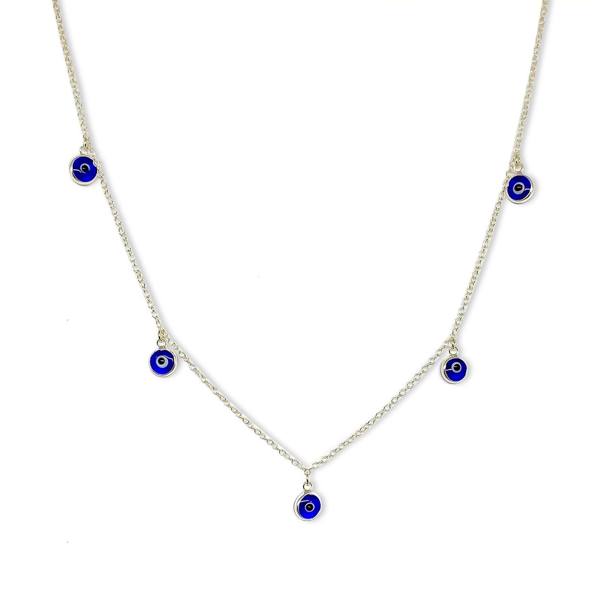 COGGIOLA - Collar Asya 5 Ojo Turco Plata Fina 925