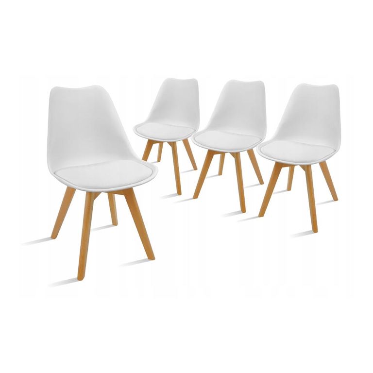Pack de 4 Sillas Tulip Acolchadas Blancas