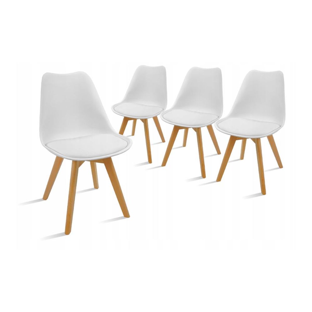 KLIK - Pack de 4 Sillas Tulip Acolchadas Blancas KLIK