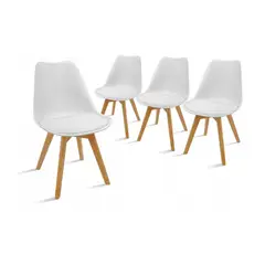 KLIK - Pack de 4 Sillas Tulip Acolchadas Blancas