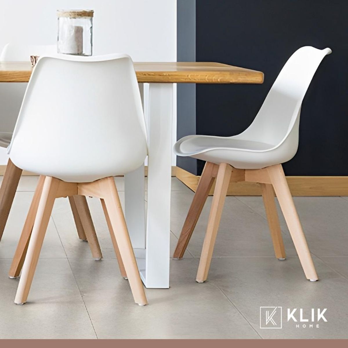 KLIK - Pack de 4 Sillas Tulip Acolchadas Blancas KLIK