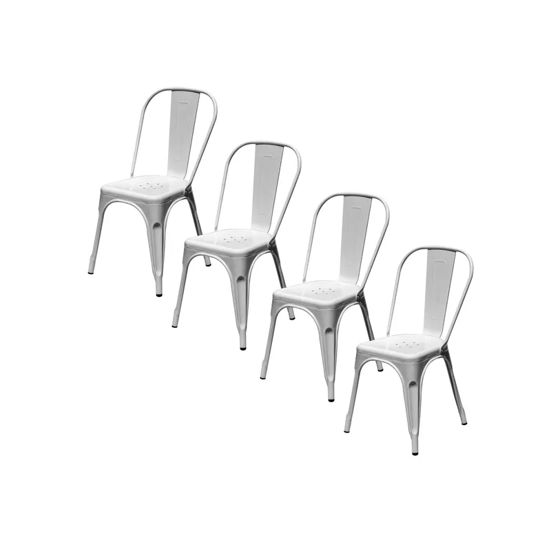DECO EXPRESS - Pack 4 Sillas Metálicos Tolix Plateado