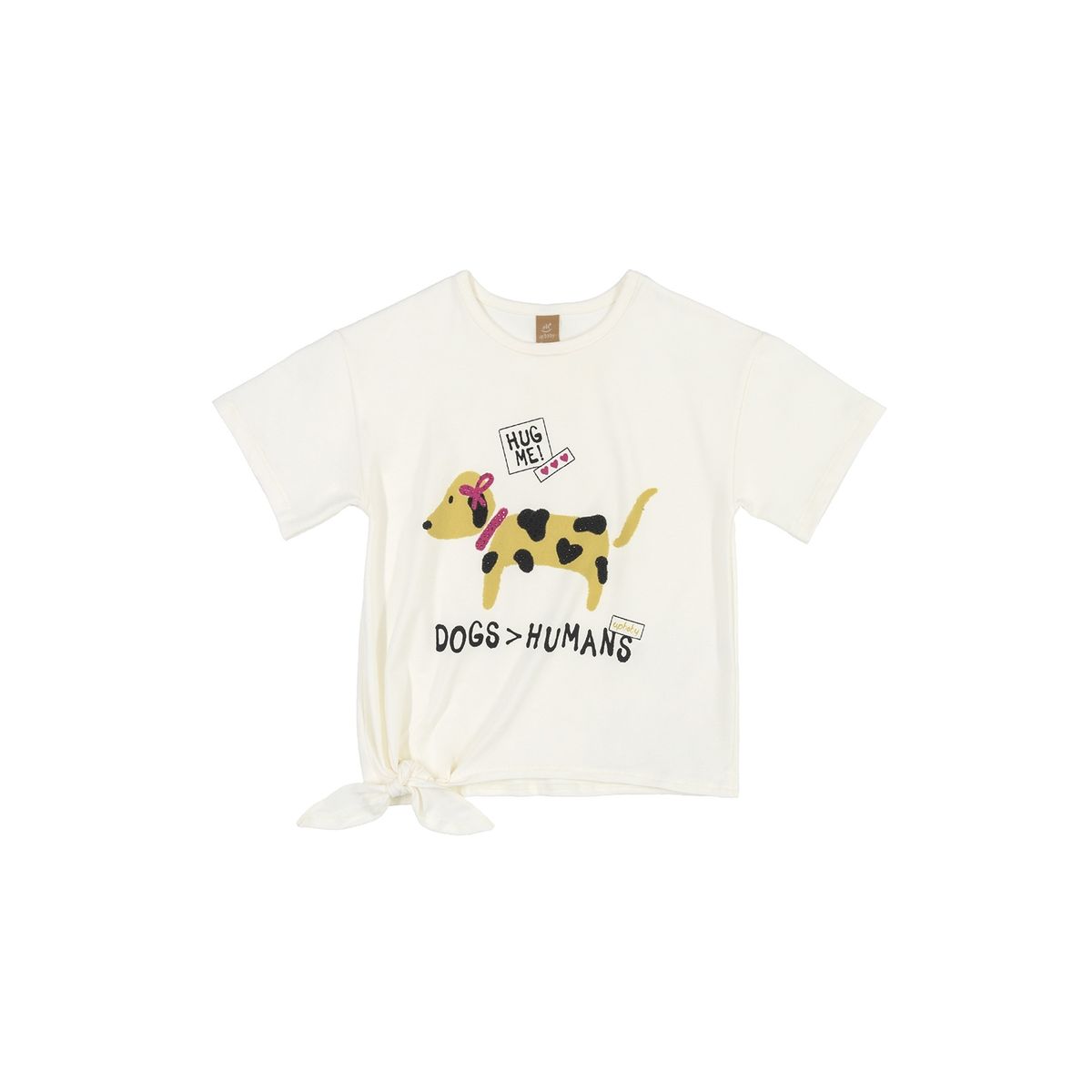 UP BABY - Polera Perrito con Amarra Blanco y Verde Oliva Up Baby