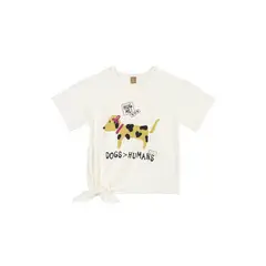 UP BABY - Polera Perrito con Amarra Blanco y Verde Oliva