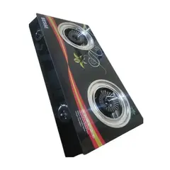 GENERICO - Cocina Gas Encimera Portátil Vidrio Templado 2 Quemadores Color Negro