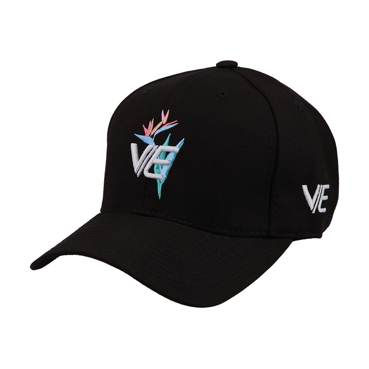 VE WETSUITS - Gorro Jockey Visera Curva clip atras color Negro Bordado 3D Flor