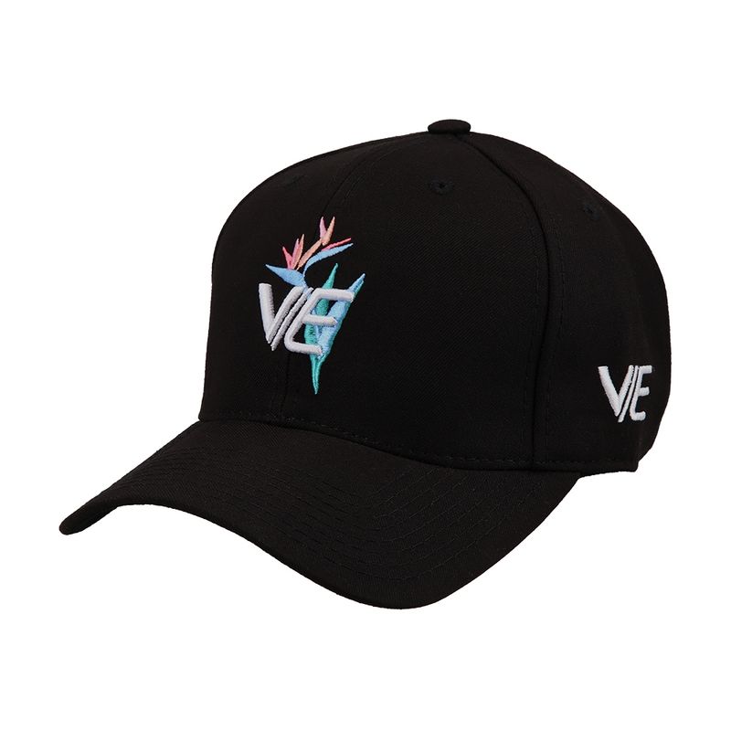 VE WETSUITS - Gorro Jockey Visera Curva clip atras color Negro Bordado 3D Flor