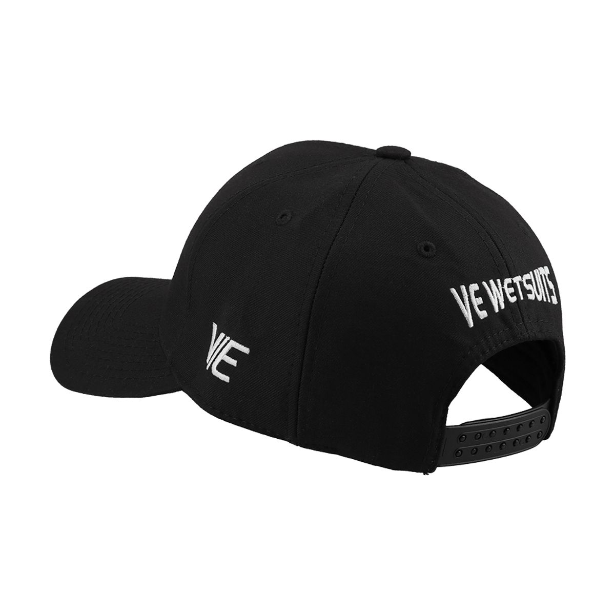 VE WETSUITS - Gorro Jockey Visera Curva clip atras color Negro Bordado 3D Flor
