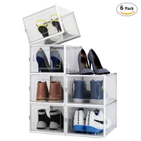 Pack 6 Cajas Organizadoras Zapatos Ropa Varios Apilables Plegables (M)