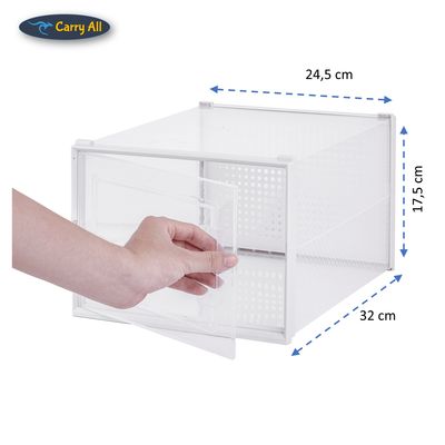 Imagen 2 del producto Pack 6 Cajas Organizadoras Zapatos Ropa Varios Apilables Plegables (M)