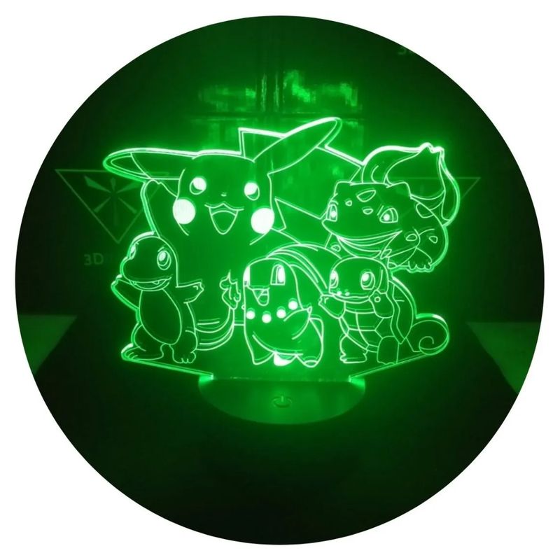 3DILUTION - Lámpara Charmander Pikachu Squirtle Base Negra