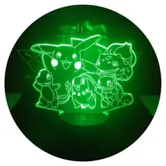 3DILUTION - Lámpara Charmander Pikachu Squirtle Base Negra