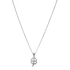 ANDREA COGGIOLA JOYAS - Collar Trébol Cuatro Hojas Circón Plata Fina 925