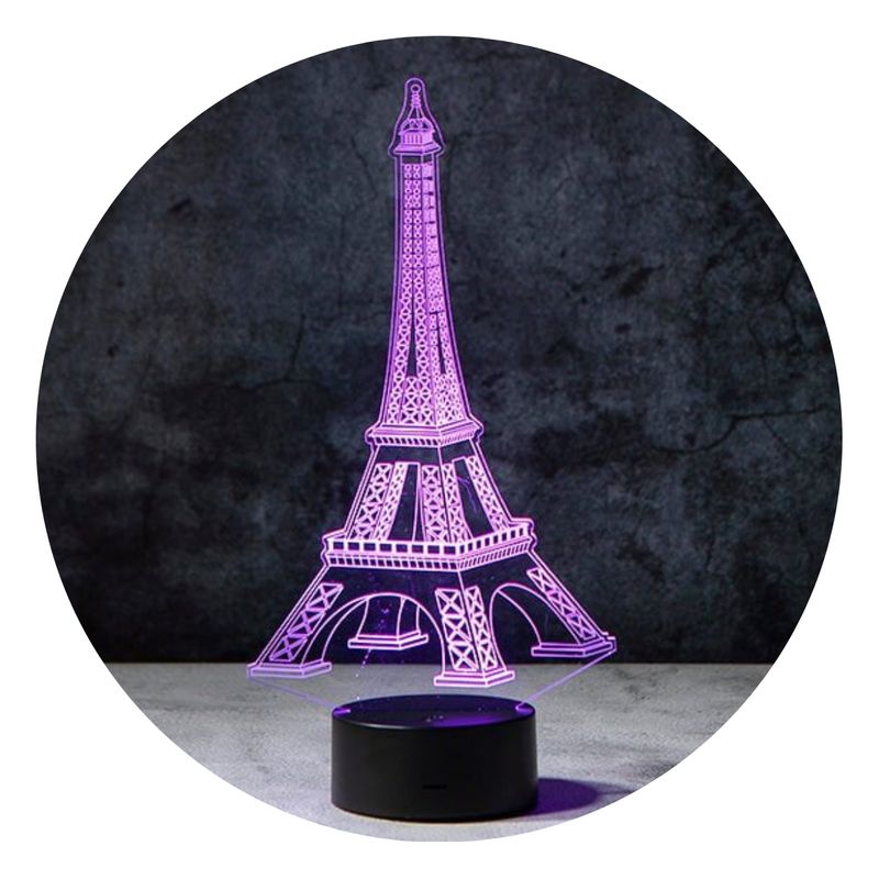 3DILUTION - Lámpara Ilusion 3d Torre Eiffel Base Negra