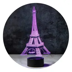 3DILUTION - Lámpara Ilusion 3d Torre Eiffel Base Negra
