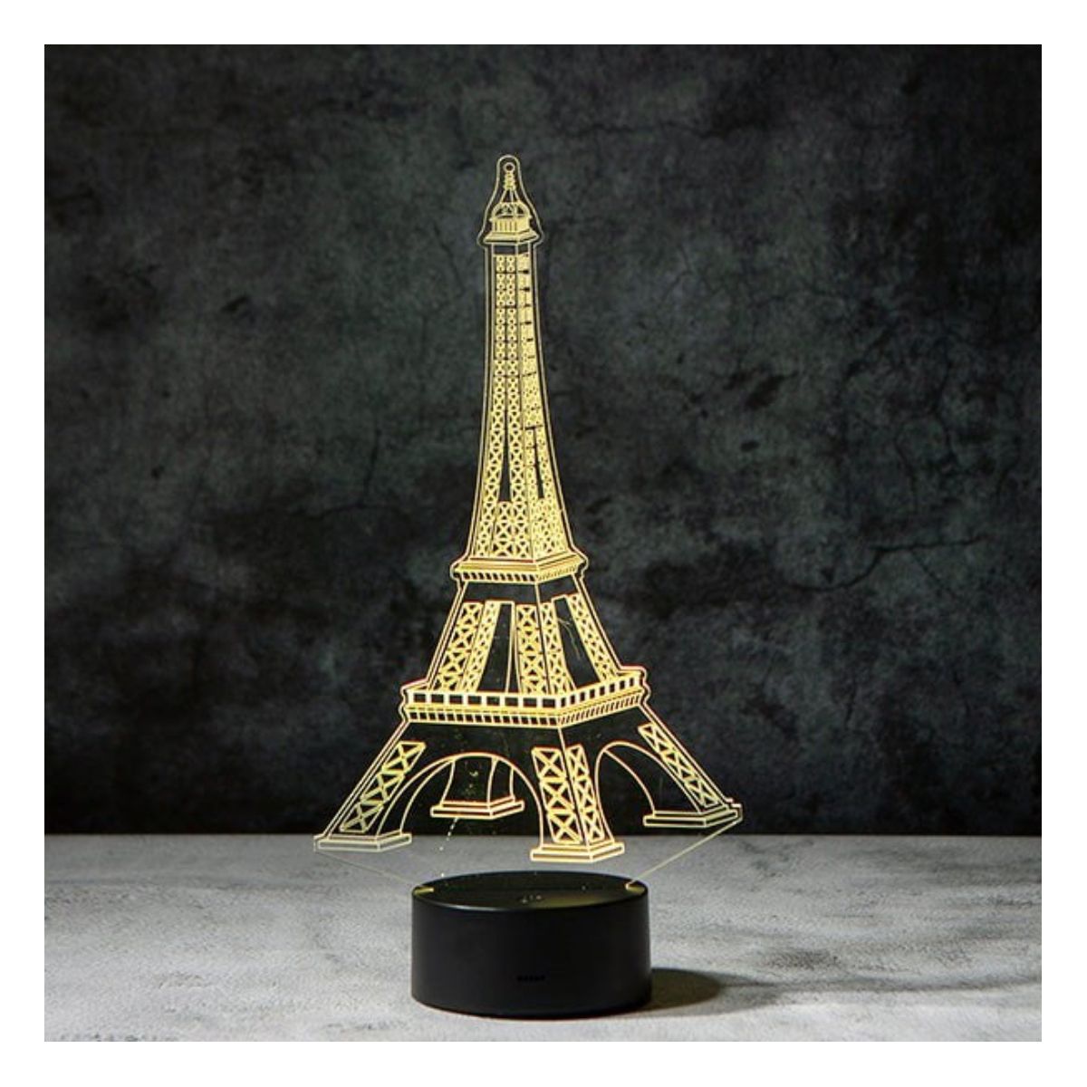 3DILUTION - Lámpara Ilusion 3d Torre Eiffel Base Negra