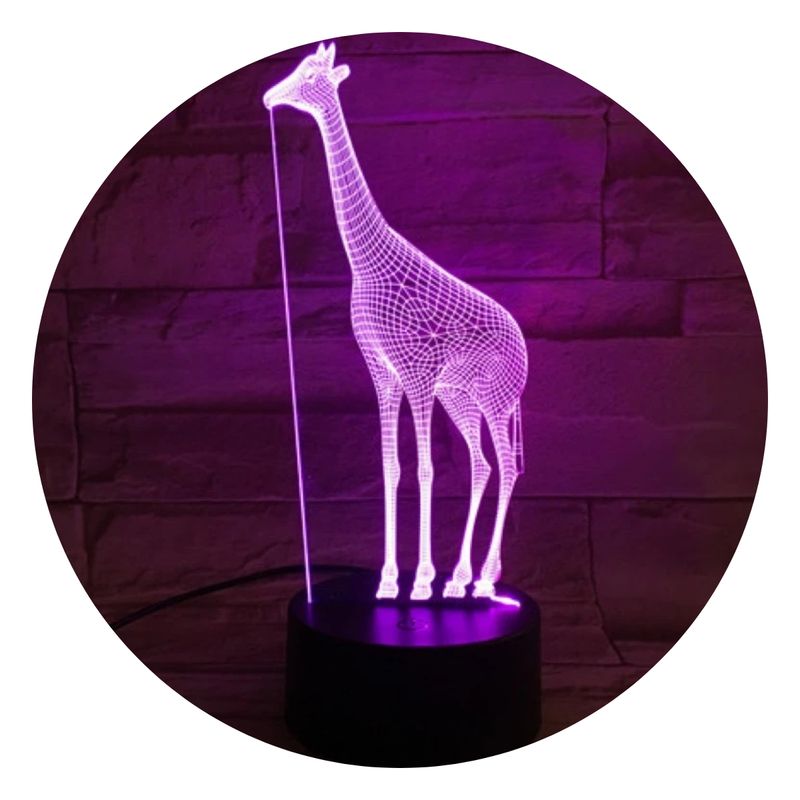 3DILUTION - Lámpara Ilusion 3d Jirafa Mundo Animal Base Negra