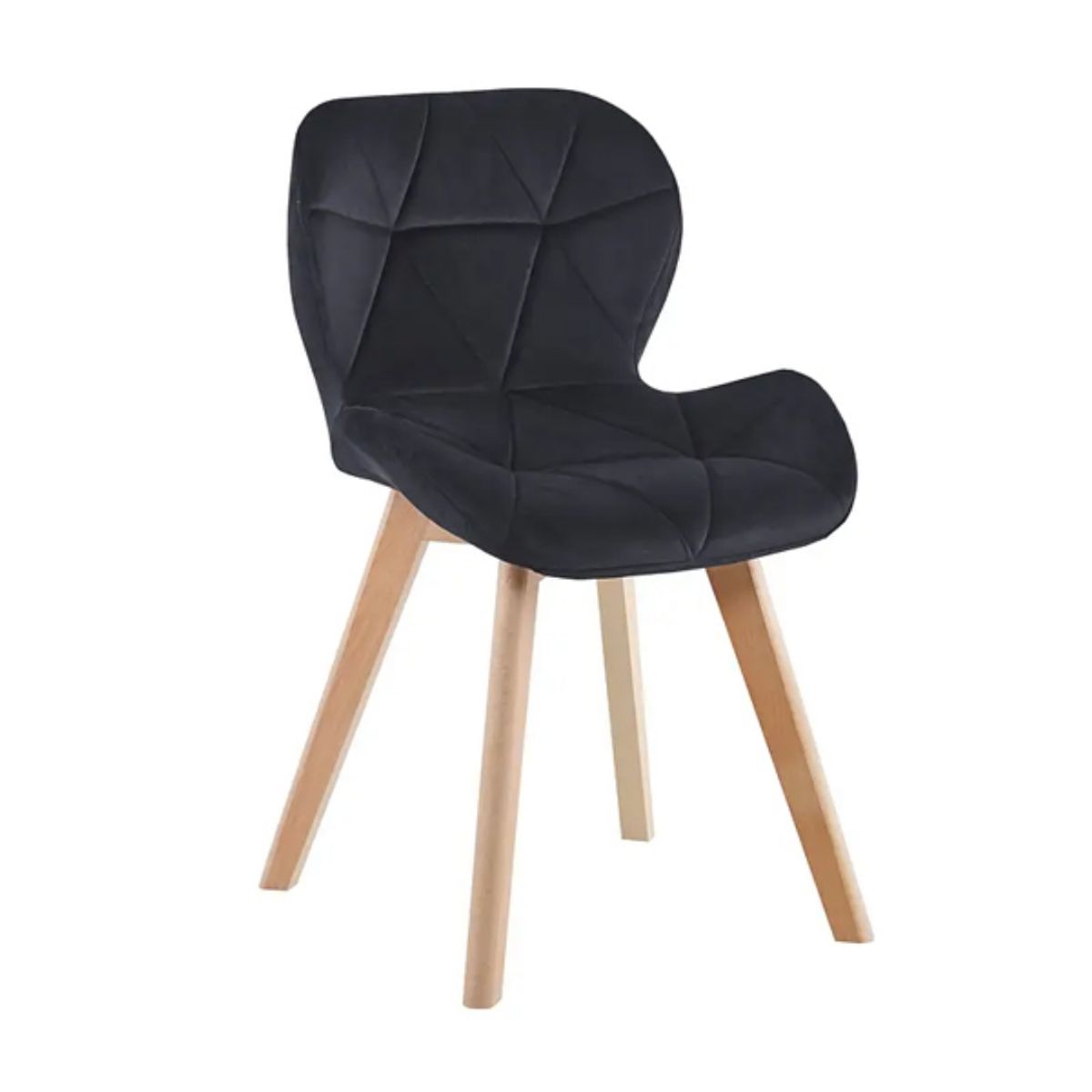 GENERICO - Silla Terciopelo Negra Patas de Madera