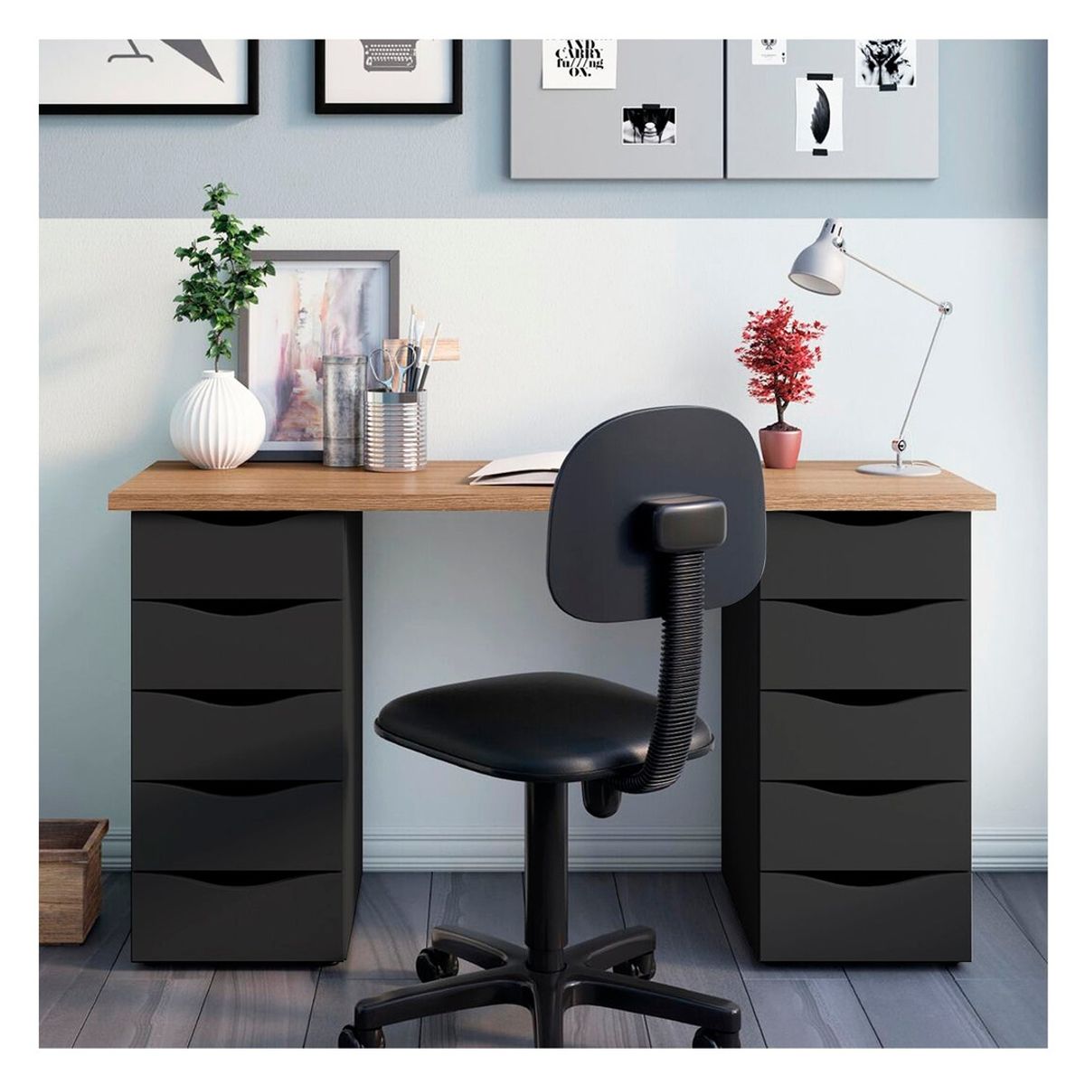 RODLER - Escritorio 10 Cajones Due Negro