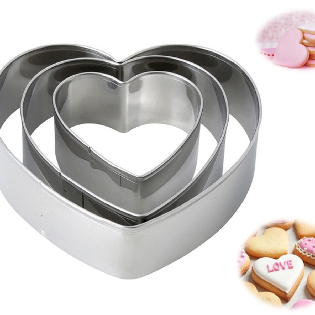 Cortador De Galleta Corazón 3 Piezas, marca GENERICO - Foto Principal