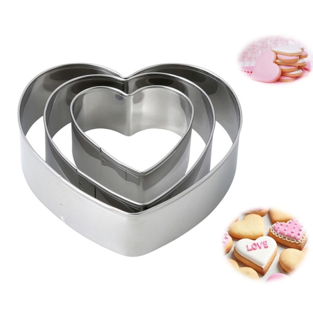 Cortador De Galleta Corazón 3 Piezas, marca GENERICO - Foto Principal