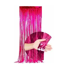 GENERICO - Cortina Fucsia Metalizada para Cumpleaños Decoración