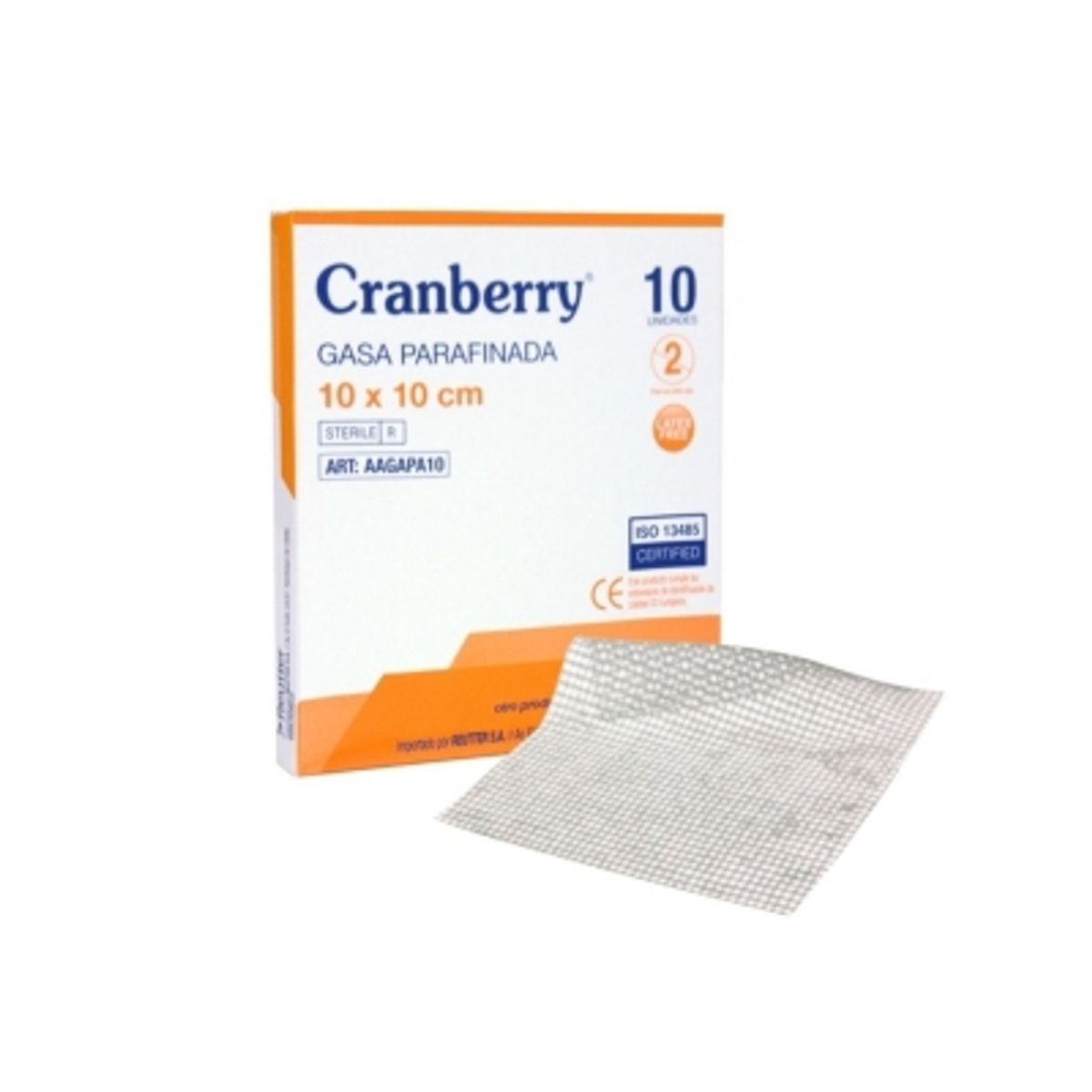 CRANBERRY - Gasa Parafinada Estéril 10x10cm Cranberry 10 Un.