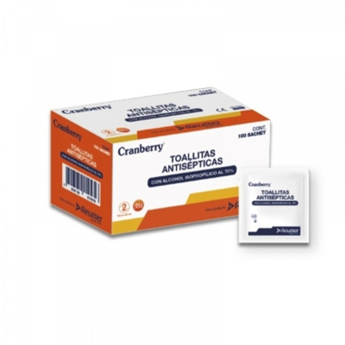 CRANBERRY - Toallitas Desinfectantes Con Alcohol Isopropílico 70% 100 Un