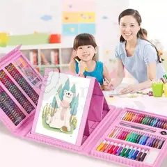 GENERICO - 208 Piezas De Arte Para Niños Kit Set De Dibujo Rosado