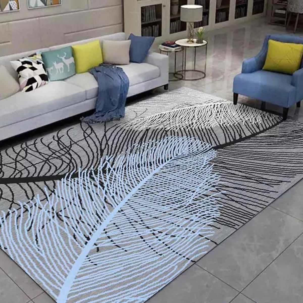 GENERICO - Alfombras Lisas con diseños 3D 150x200 cm Plumazul.