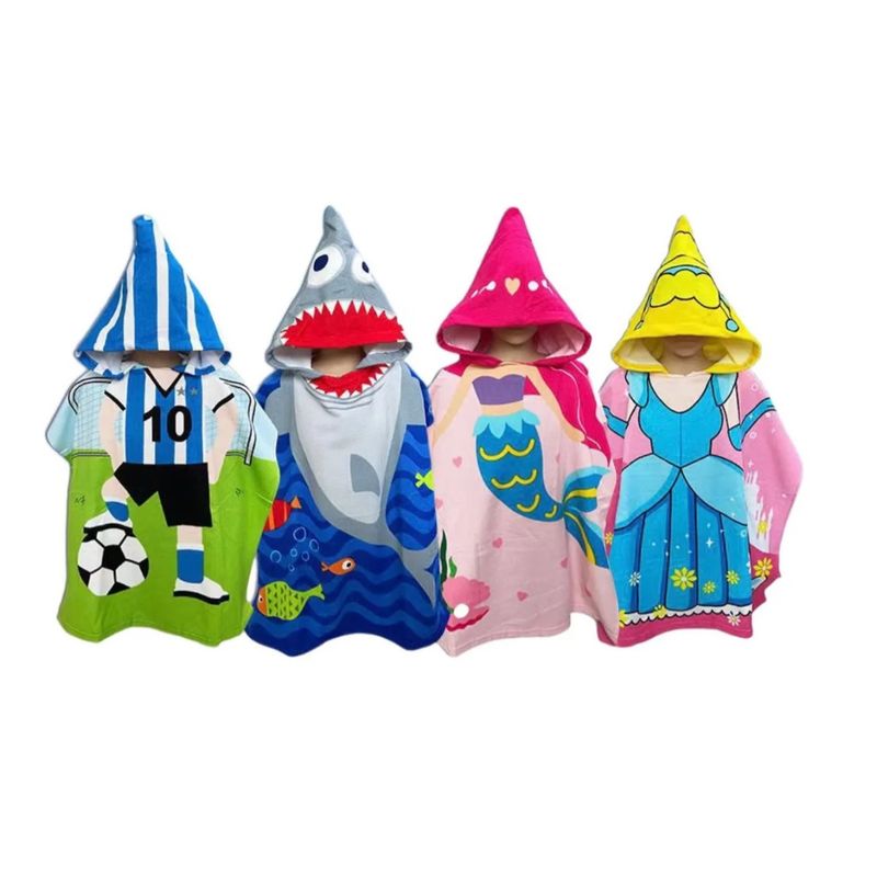 GENERICO - Toalla De Baño Playa Nadar Capucha Niños Diseños TIBURON