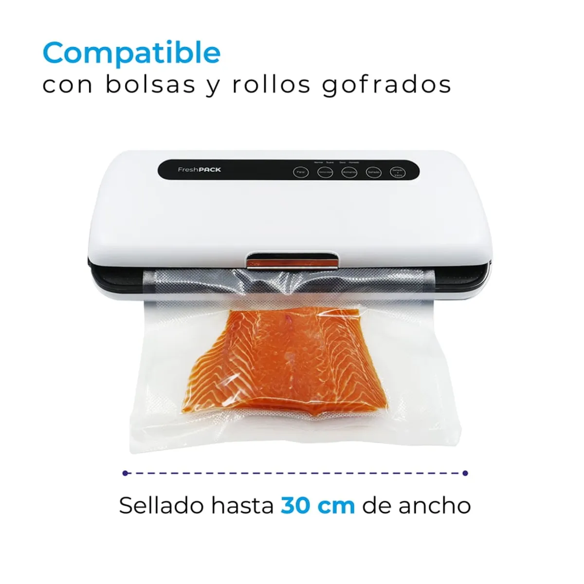 FRESHPACK - Pack Sellador al vacio de alimentos y 3 rollos 28cm x 5mt