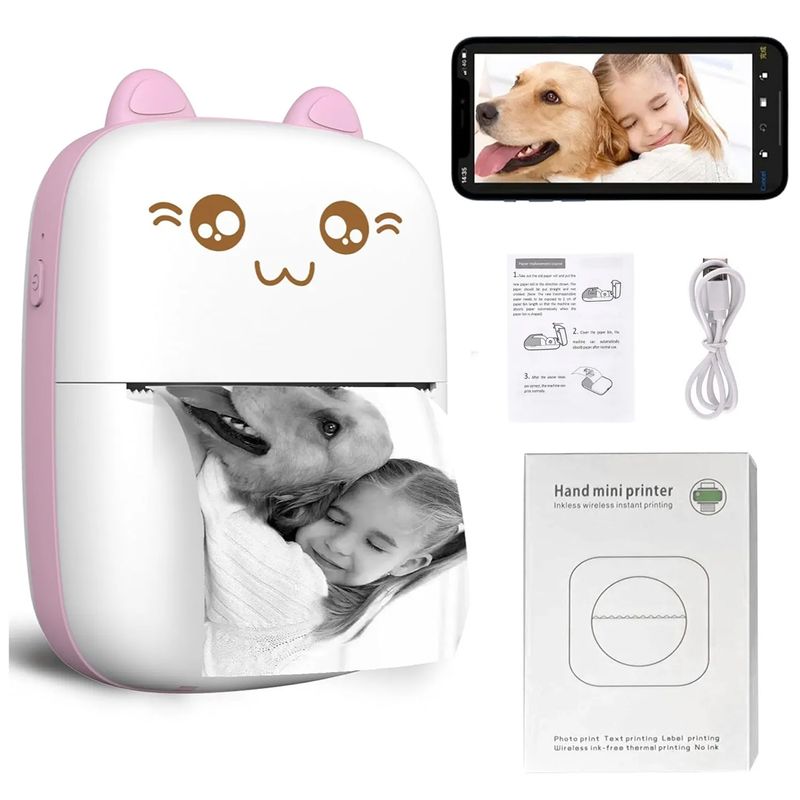 AIZO - Impresora Térmica Portátil Bluetooth1 Papel de impresión rosa
