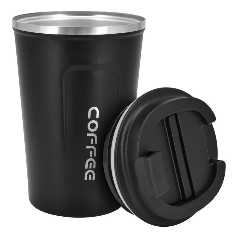AIZO - Negro Vaso Termico Portátil de doble capa de acero inoxidable café