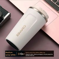 Blanco Vaso Termico Portátil de doble capa de acero inoxidable café