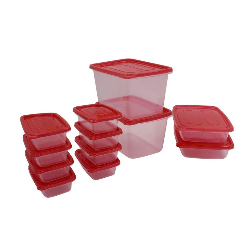 SAN BERNARDO - Set De 12 Contenedores De Plastico Tapa Roja San Bernardo