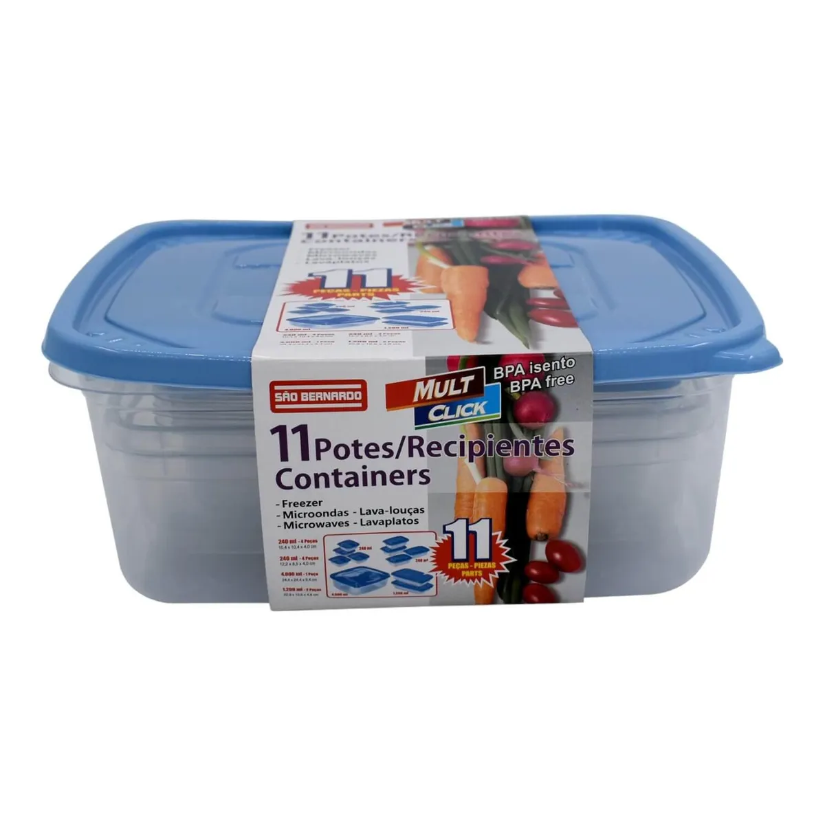 SAN BERNARDO - Set De 11 Contenedores De Plastico Tapa Azul San Bernardo