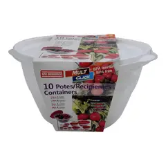 SAN BERNARDO - Set De 10 Contenedores De Plastico Tapa Blanca